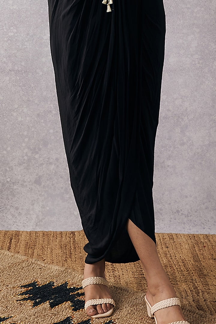 Black Crepe & Malaysian Silk Jumpsuit With Jacket by Soup by Sougat Paul at Pernia's Pop Up Shop