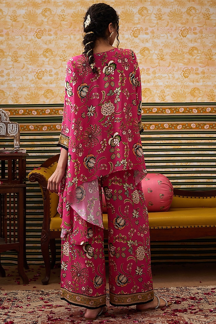 Pink Crepe Palazzo Pant Set by Soup by Sougat Paul at Pernia's Pop Up Shop