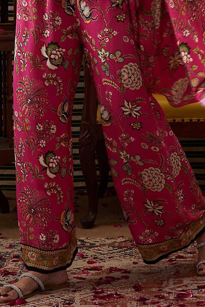 Pink Crepe Palazzo Pant Set by Soup by Sougat Paul at Pernia's Pop Up Shop