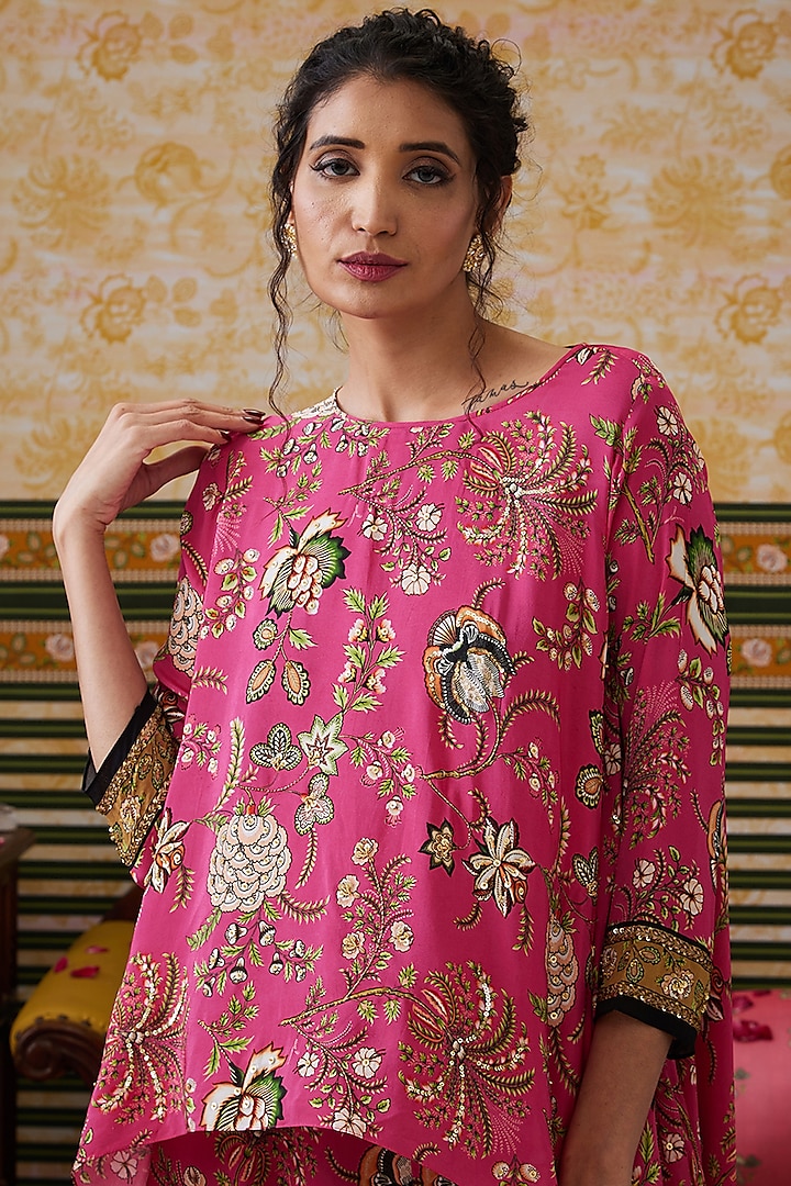Pink Crepe Palazzo Pant Set by Soup by Sougat Paul at Pernia's Pop Up Shop