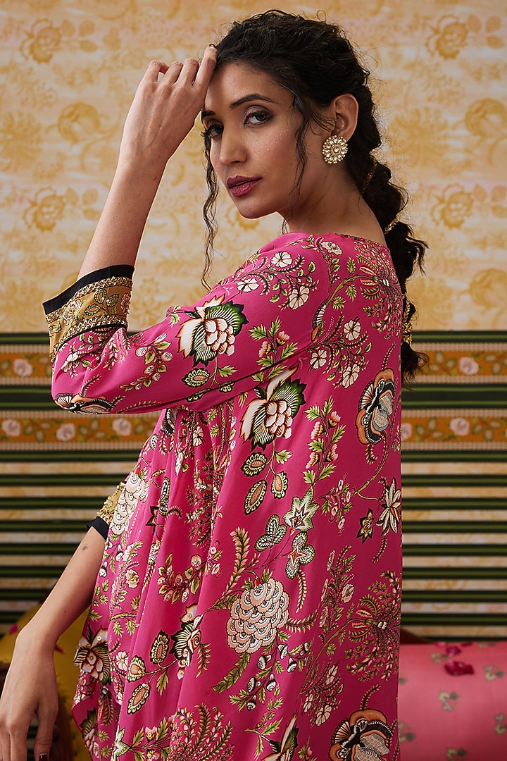 Pink Crepe Palazzo Pant Set by Soup by Sougat Paul at Pernia's Pop Up Shop