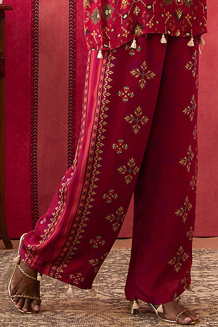 Fuchsia Pink Crepe Embroidered Co-Ord Set by Soup by Sougat Paul at Pernia's Pop Up Shop