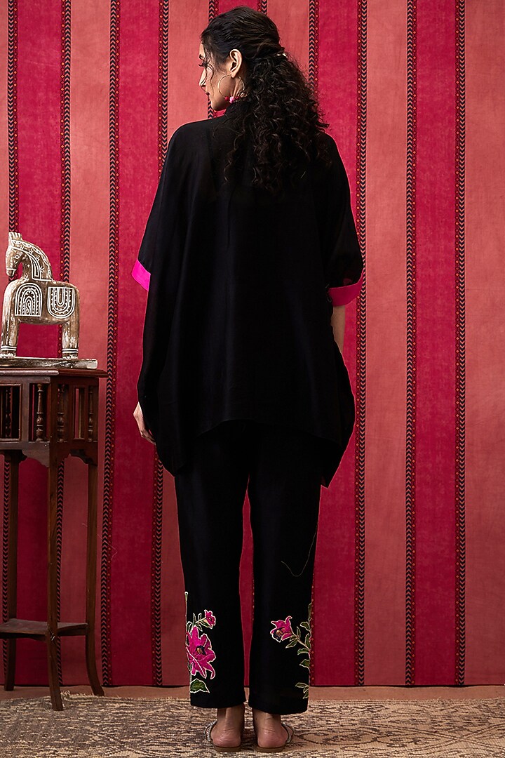 Black Chanderi Silk Pant Set by Soup by Sougat Paul at Pernia's Pop Up Shop