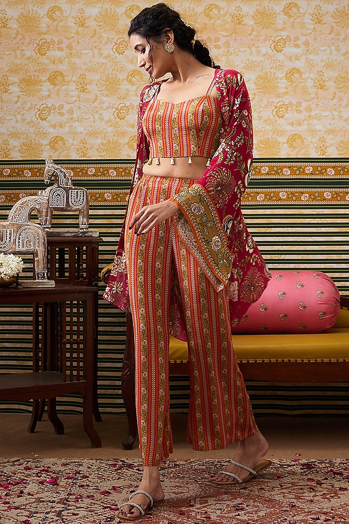 Pink Crepe Kimono Jacket Set by Soup by Sougat Paul at Pernia's Pop Up Shop