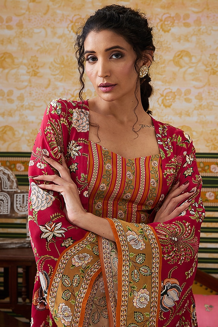 Pink Crepe Kimono Jacket Set by Soup by Sougat Paul at Pernia's Pop Up Shop