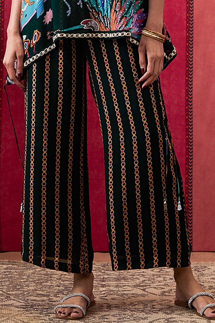Bottle Green Crepe Printed Co-Ord Set by Soup by Sougat Paul at Pernia's Pop Up Shop
