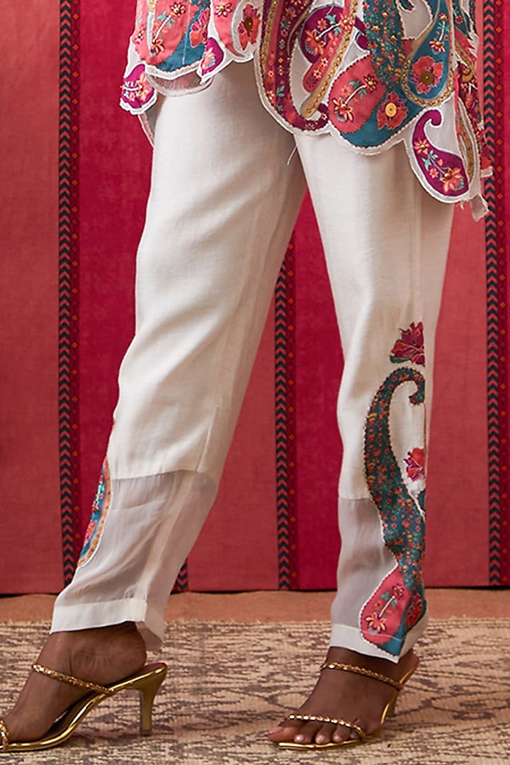 Beige Chanderi Applique Work Co-Ord Set by Soup by Sougat Paul at Pernia's Pop Up Shop