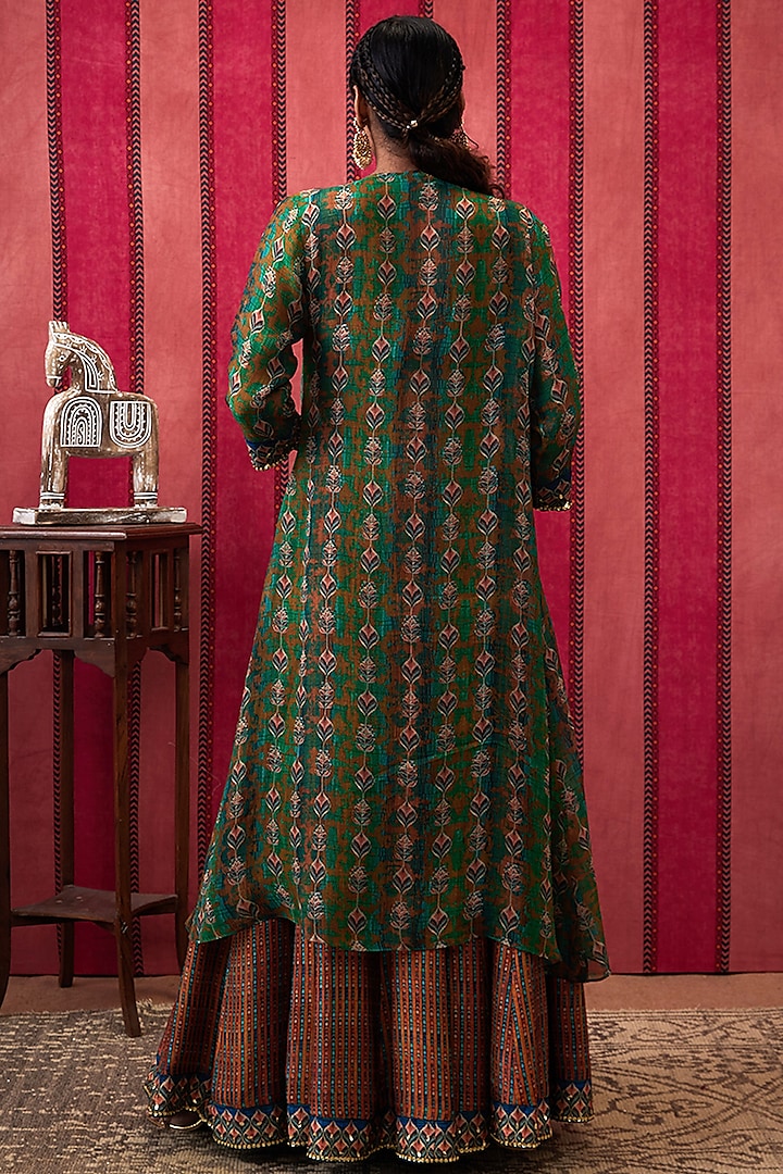 Multi-Colored Malaysian Silk Embroidered Jacket Lehenga Set by Soup by Sougat Paul at Pernia's Pop Up Shop