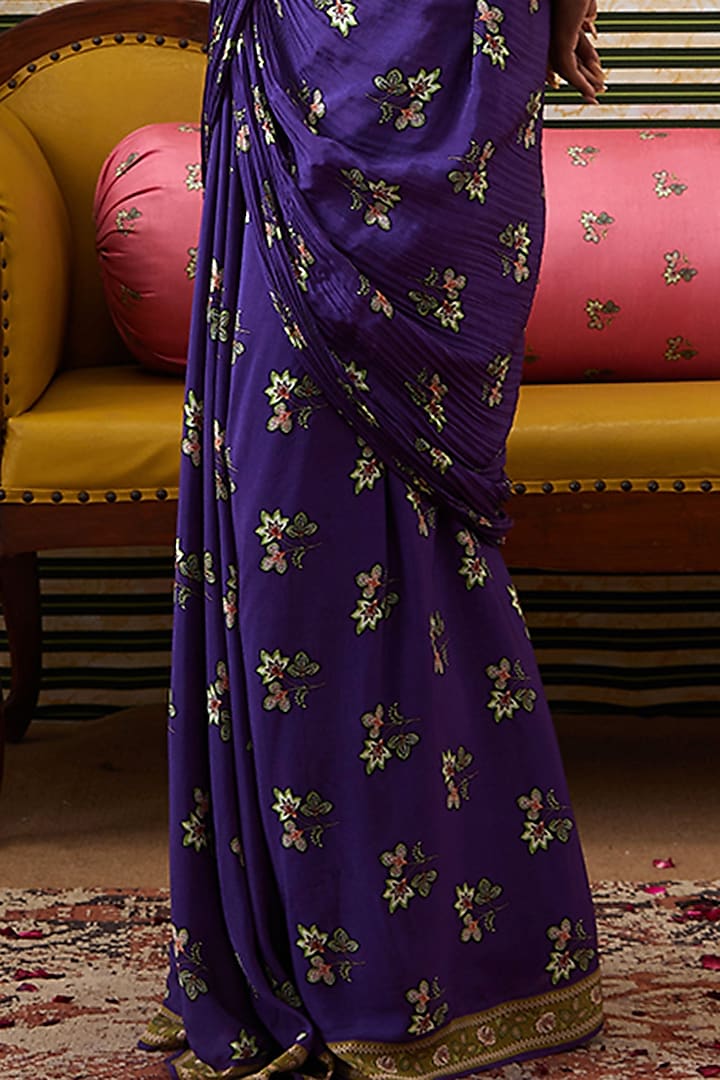 Purple Crepe Draped Skirt Set by Soup by Sougat Paul at Pernia's Pop Up Shop