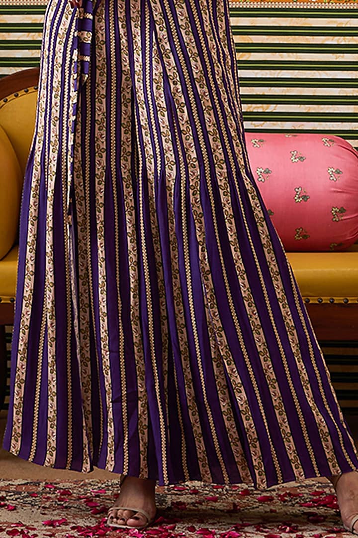 Purple Crepe Printed Jumpsuit With Jacket by Soup by Sougat Paul at Pernia's Pop Up Shop