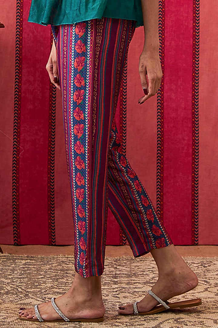 Multi-Colored Chanderi Silk Pant Set by Soup by Sougat Paul at Pernia's Pop Up Shop
