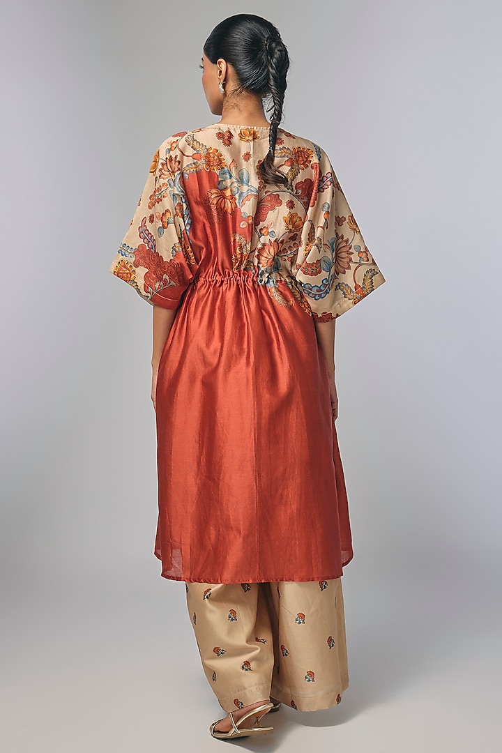 Beige Chanderi Embroidered Kurta Set by Soup by Sougat Paul at Pernia's Pop Up Shop