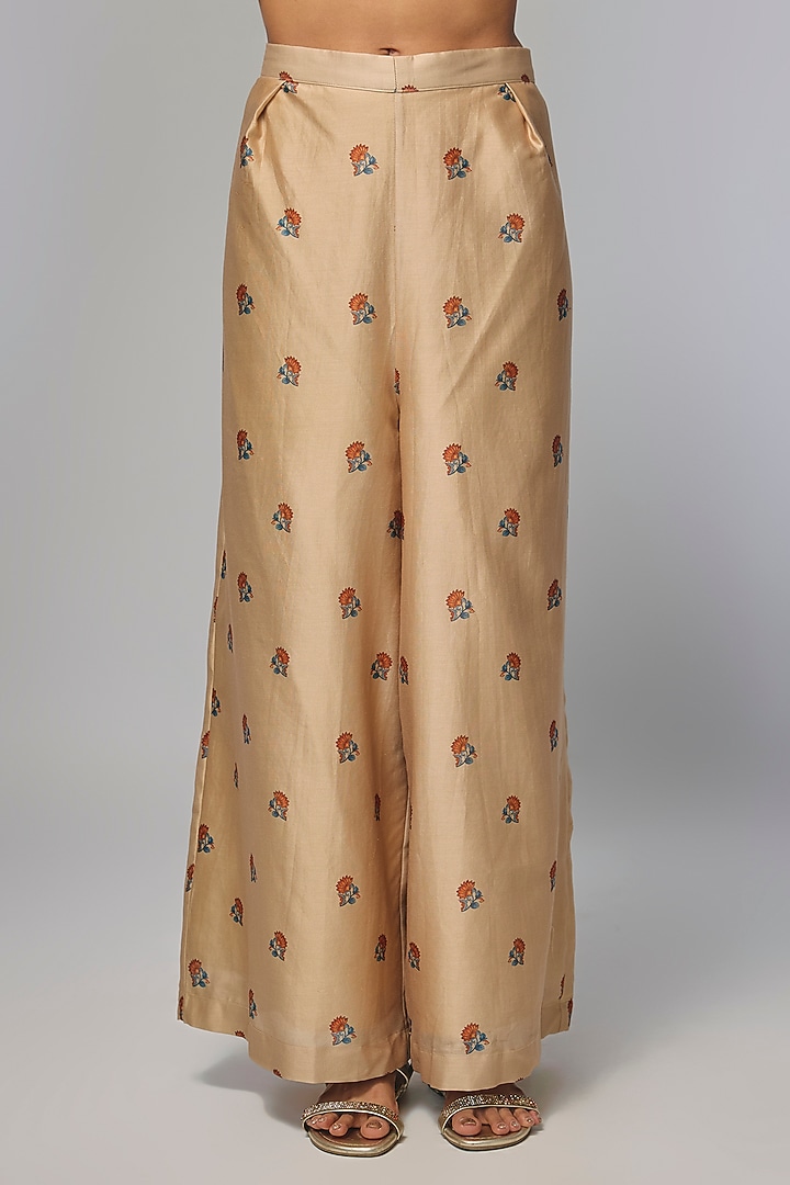 Beige Chanderi Embroidered Kurta Set by Soup by Sougat Paul at Pernia's Pop Up Shop
