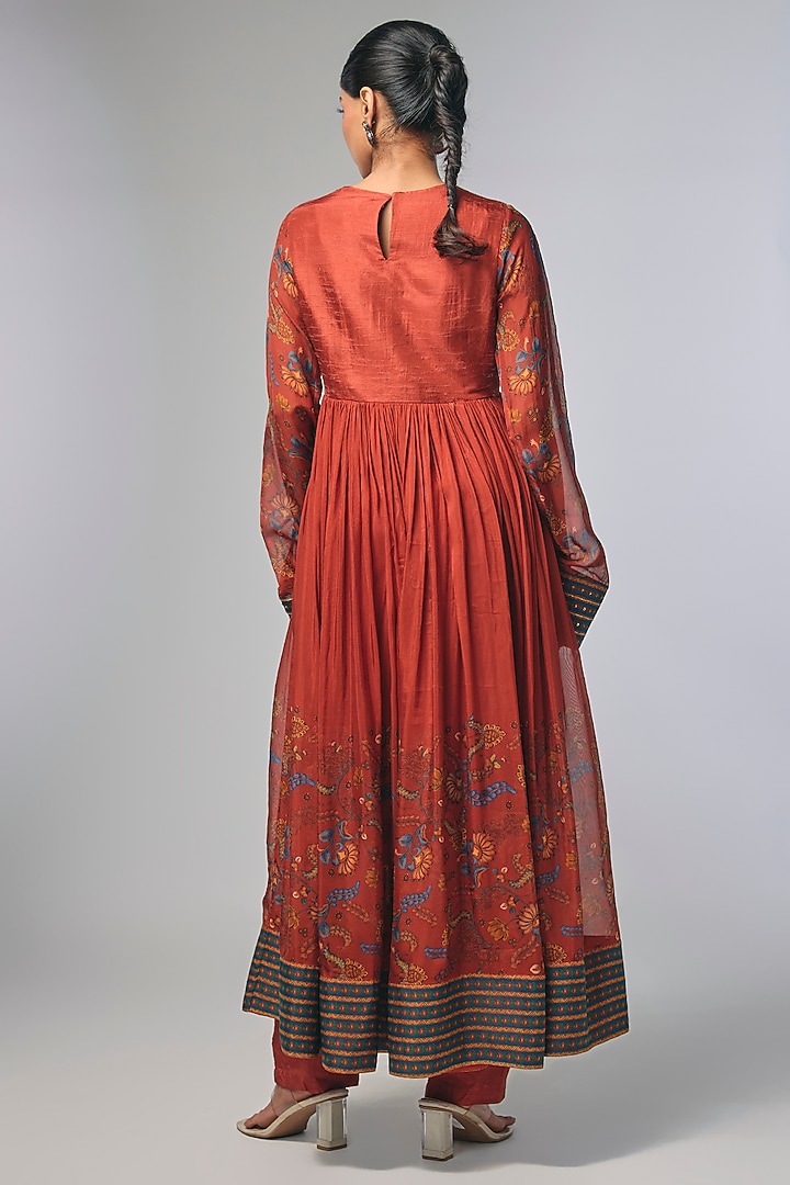 Maroon Chiffon Embellished Party Wear Anarkali Set by Soup by Sougat Paul at Pernia's Pop Up Shop