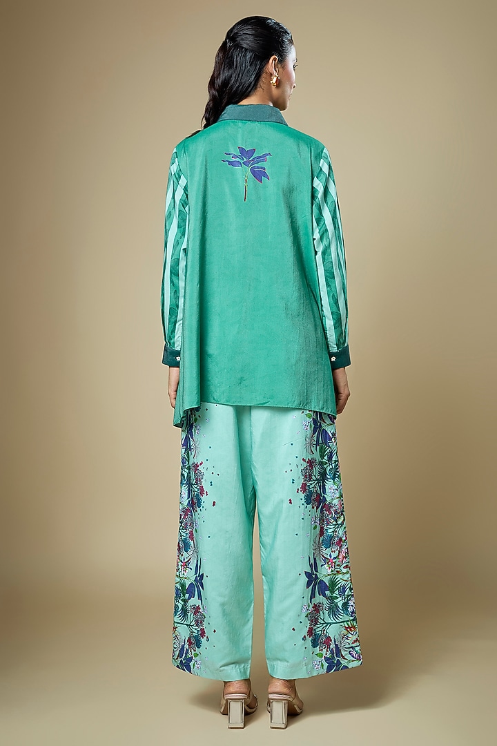 Blue Cotton Silk Floral Printed Co-Ord Set by Soup by Sougat Paul at Pernia's Pop Up Shop