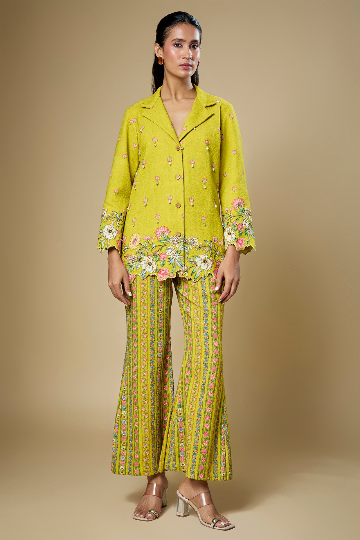 Soup by Sougat Paul Yellow Sequins Printed Co-Ord Set