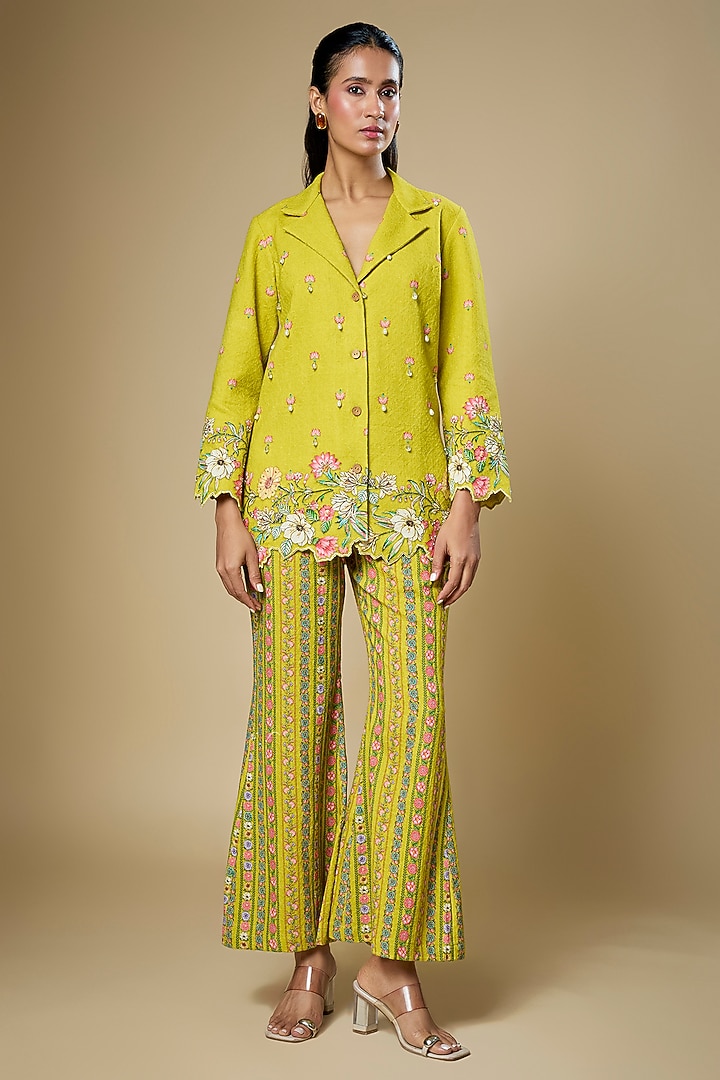 Yellow Sequins Printed Co-Ord Set by Soup by Sougat Paul at Pernia's Pop Up Shop