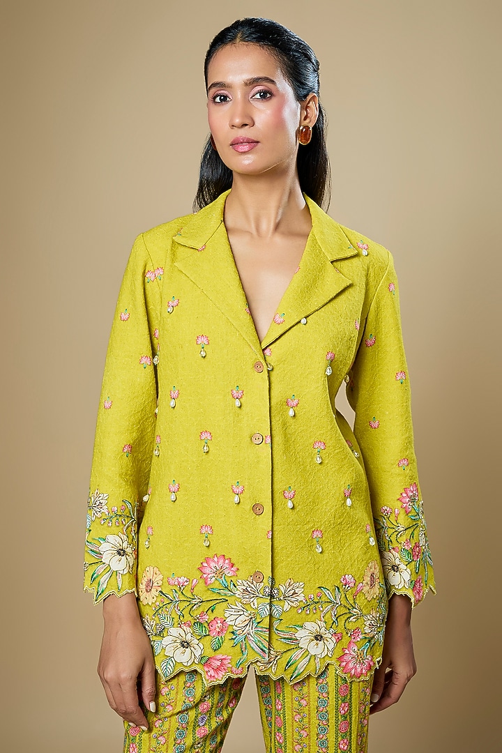 Yellow Sequins Printed Co-Ord Set by Soup by Sougat Paul at Pernia's Pop Up Shop