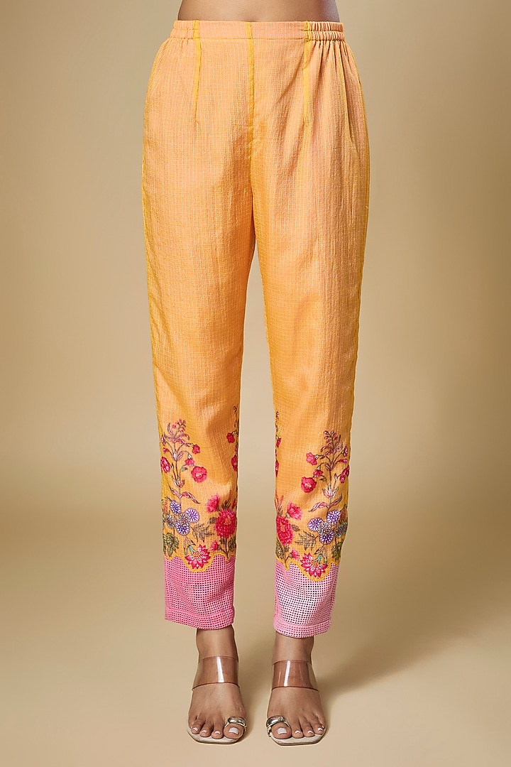 Orange & Pink Silk Net Embroidered Co-Ord Set by Soup by Sougat Paul at Pernia's Pop Up Shop