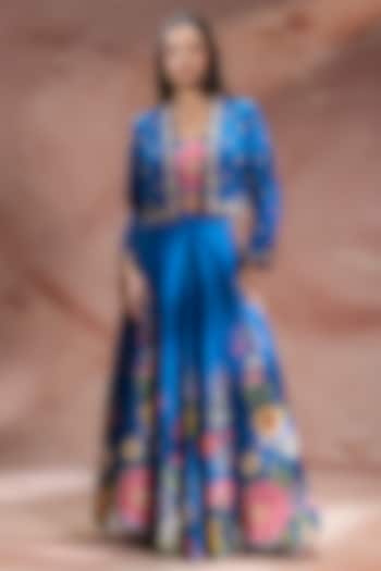 Teal Blue Silk Embroidered Wedding Lehenga Set by Soup by Sougat Paul at Pernia's Pop Up Shop