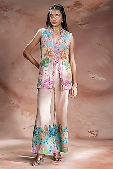 Pink Malaysian Silk Embroidered Co-Ord Set by Soup by Sougat Paul-POPULAR PRODUCTS AT STORE