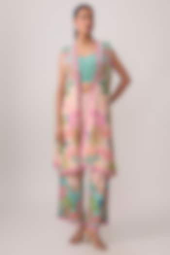 Pink Cotton Printed Jacket Set by Soup by Sougat Paul at Pernia's Pop Up Shop