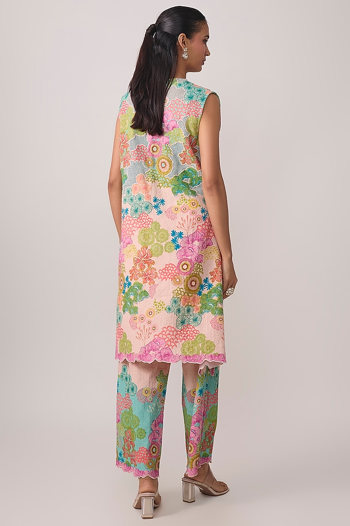 Pink Cotton Printed Jacket Set by Soup by Sougat Paul at Pernia's Pop Up Shop