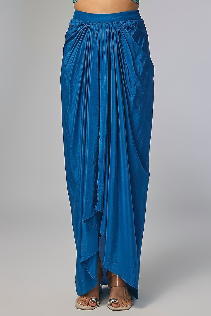 Blue Organza Embroidered Cape Set by Soup by Sougat Paul at Pernia's Pop Up Shop