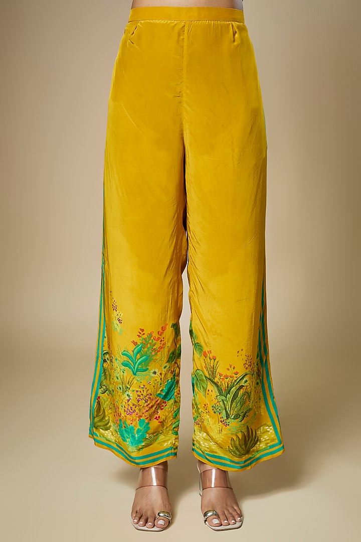 Dark Mustard Crepe Embellished Kurta Set by Soup by Sougat Paul at Pernia's Pop Up Shop