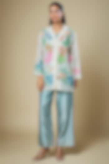 Multi-Colored Handloom Net Applique Embroidered Co-Ord Set by Soup by Sougat Paul at Pernia's Pop Up Shop