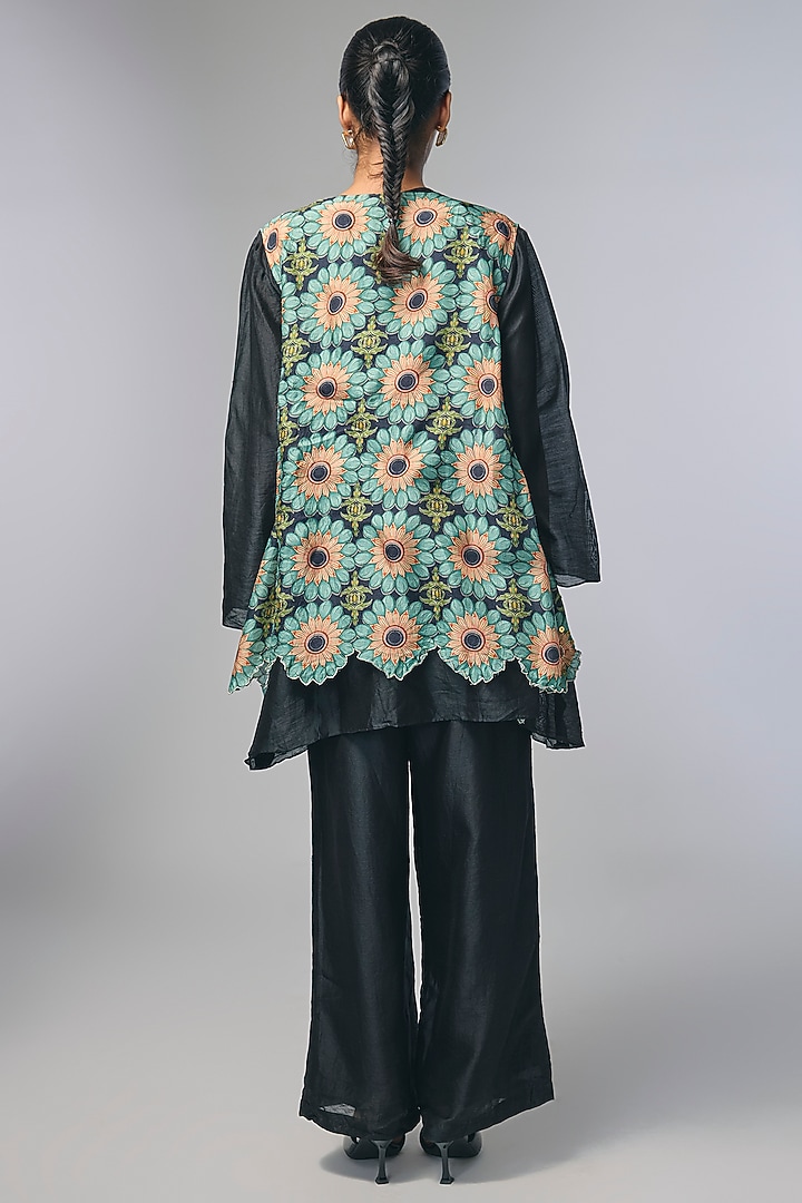 Black Chanderi Embellished Jacket Set by Soup by Sougat Paul at Pernia's Pop Up Shop