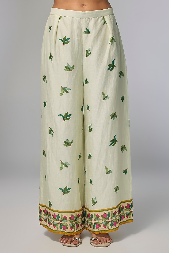 Red Linen Silk Embellished Co-Ord Set by Soup by Sougat Paul at Pernia's Pop Up Shop