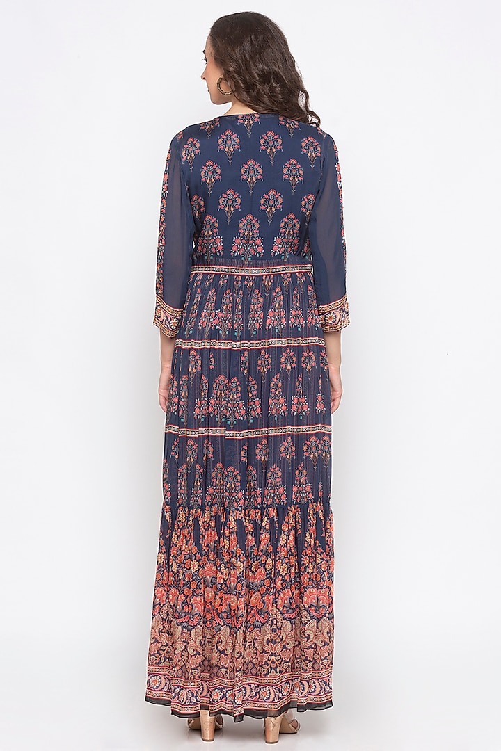 Blue Embroidered & Printed Jacket Set by Soup by Sougat Paul at Pernia's Pop Up Shop
