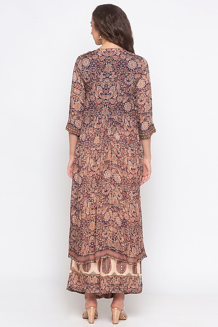 Blue & Off White Printed Embroidered Jacket Set by Soup by Sougat Paul at Pernia's Pop Up Shop