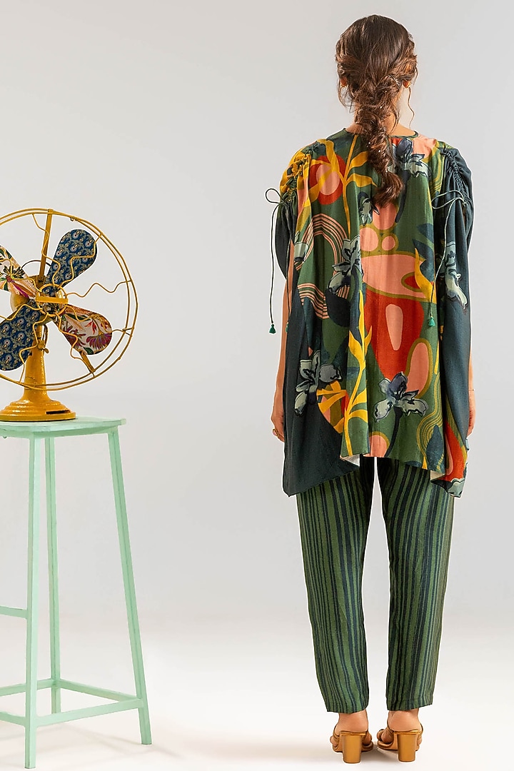 Green Chanderi Floral Printed Co-Ord Set by Soup by Sougat Paul at Pernia's Pop Up Shop