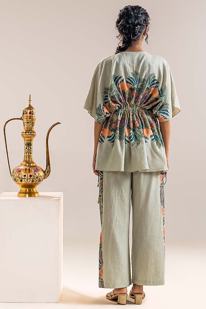 Green Khadi Cotton Embellished Co-Ord Set by Soup by Sougat Paul at Pernia's Pop Up Shop