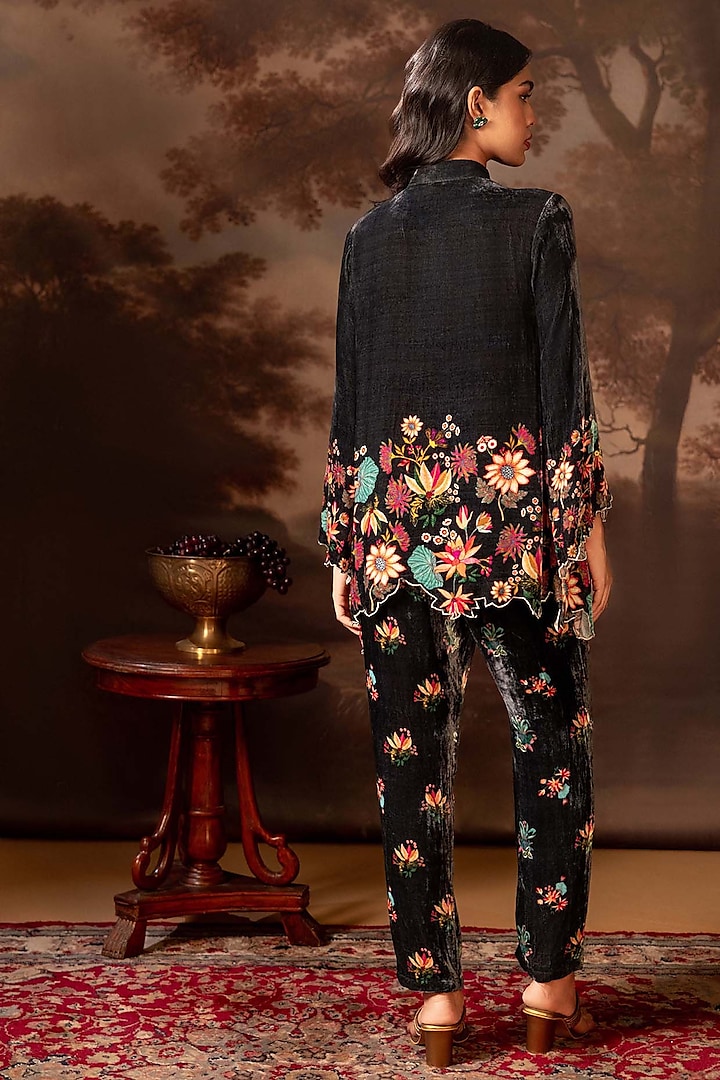 Black Velvet Embellished Co-Ord Set by Soup by Sougat Paul at Pernia's Pop Up Shop