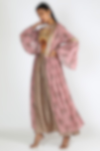Pink Printed Jacket Set by Soup By Sougat Paul at Pernia's Pop Up Shop