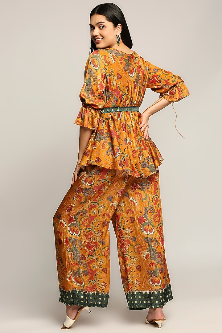 Mustard Printed Pant Set by Soup by Sougat Paul at Pernia's Pop Up Shop