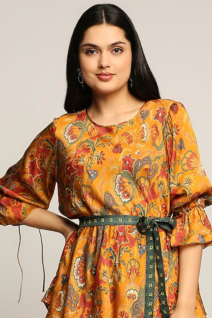 Mustard Printed Pant Set by Soup by Sougat Paul at Pernia's Pop Up Shop