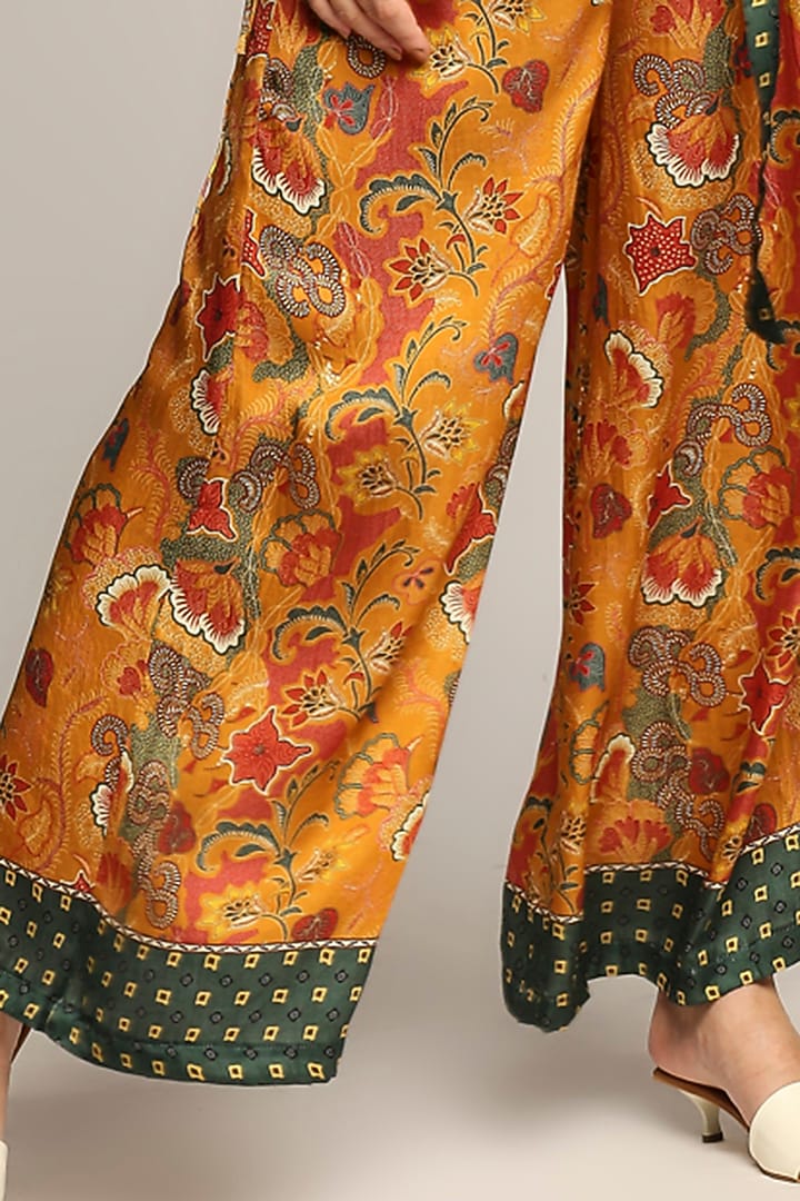 Mustard Printed Pant Set by Soup by Sougat Paul at Pernia's Pop Up Shop