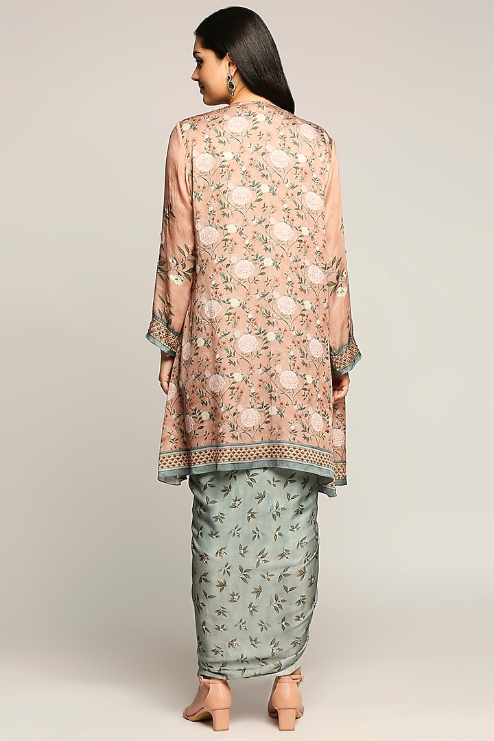 Peach & Mint Green Printed Jacket Vacation Dress by Soup by Sougat Paul at Pernia's Pop Up Shop