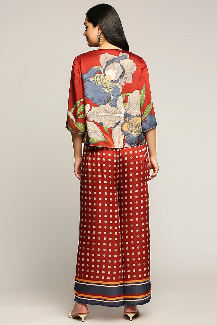 Dark Red Printed Skirt Set by Soup by Sougat Paul at Pernia's Pop Up Shop
