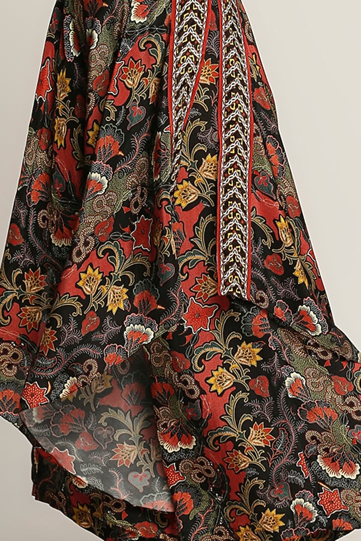 Black Printed Layered Pant Set by Soup by Sougat Paul at Pernia's Pop Up Shop