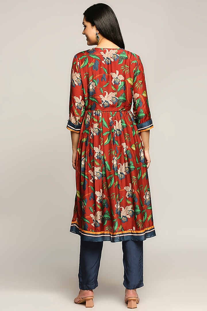 Dark Red Printed Kurta Set by Soup by Sougat Paul at Pernia's Pop Up Shop