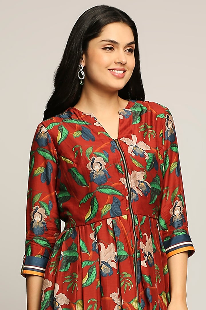 Dark Red Printed Kurta Set by Soup by Sougat Paul at Pernia's Pop Up Shop
