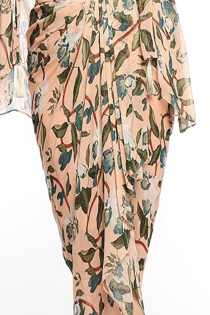 Peach Printed Jacket Set by Soup by Sougat Paul at Pernia's Pop Up Shop