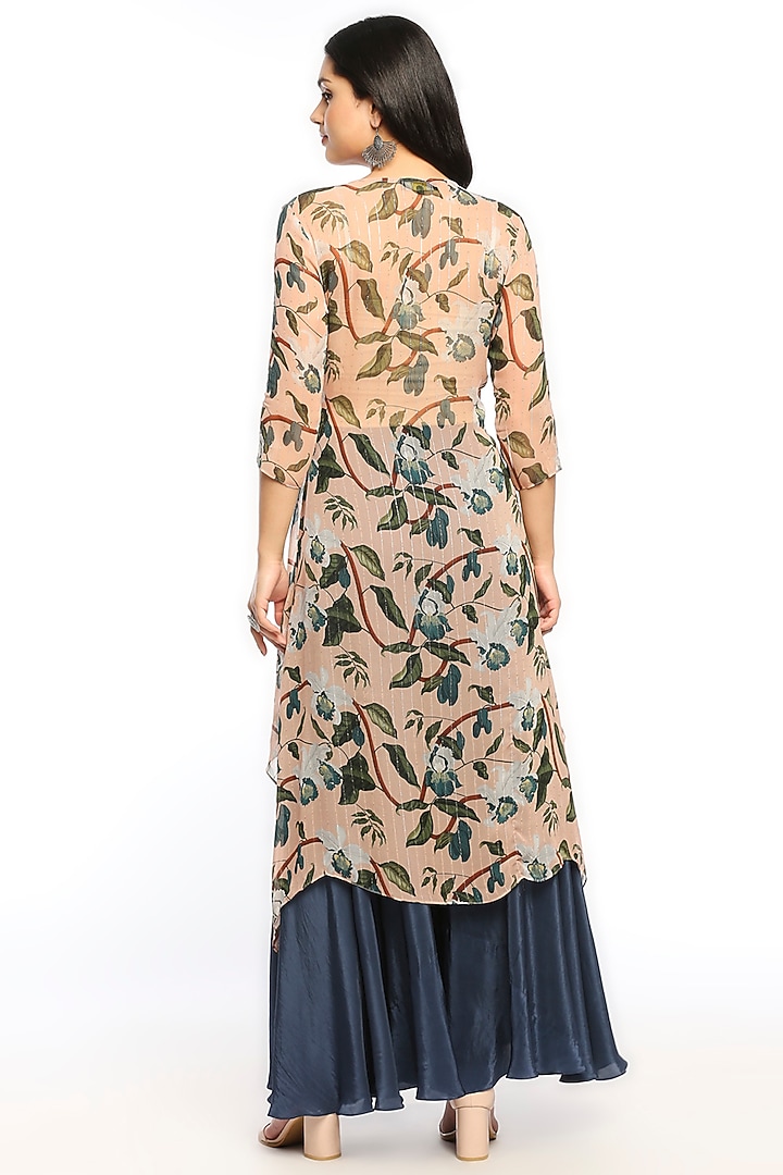 Peach Printed Kurta Set by Soup by Sougat Paul at Pernia's Pop Up Shop
