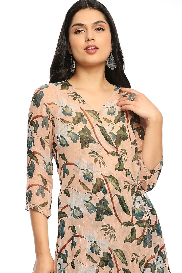 Peach Printed Kurta Set by Soup by Sougat Paul at Pernia's Pop Up Shop