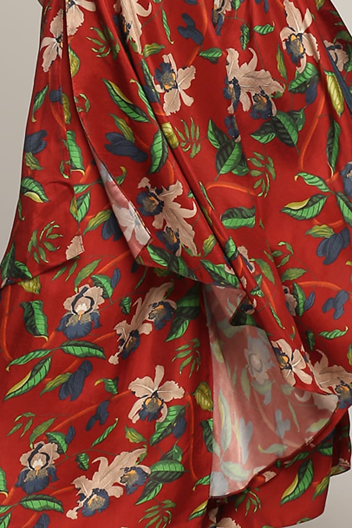 Dark Red Printed Jacket Set by Soup by Sougat Paul at Pernia's Pop Up Shop